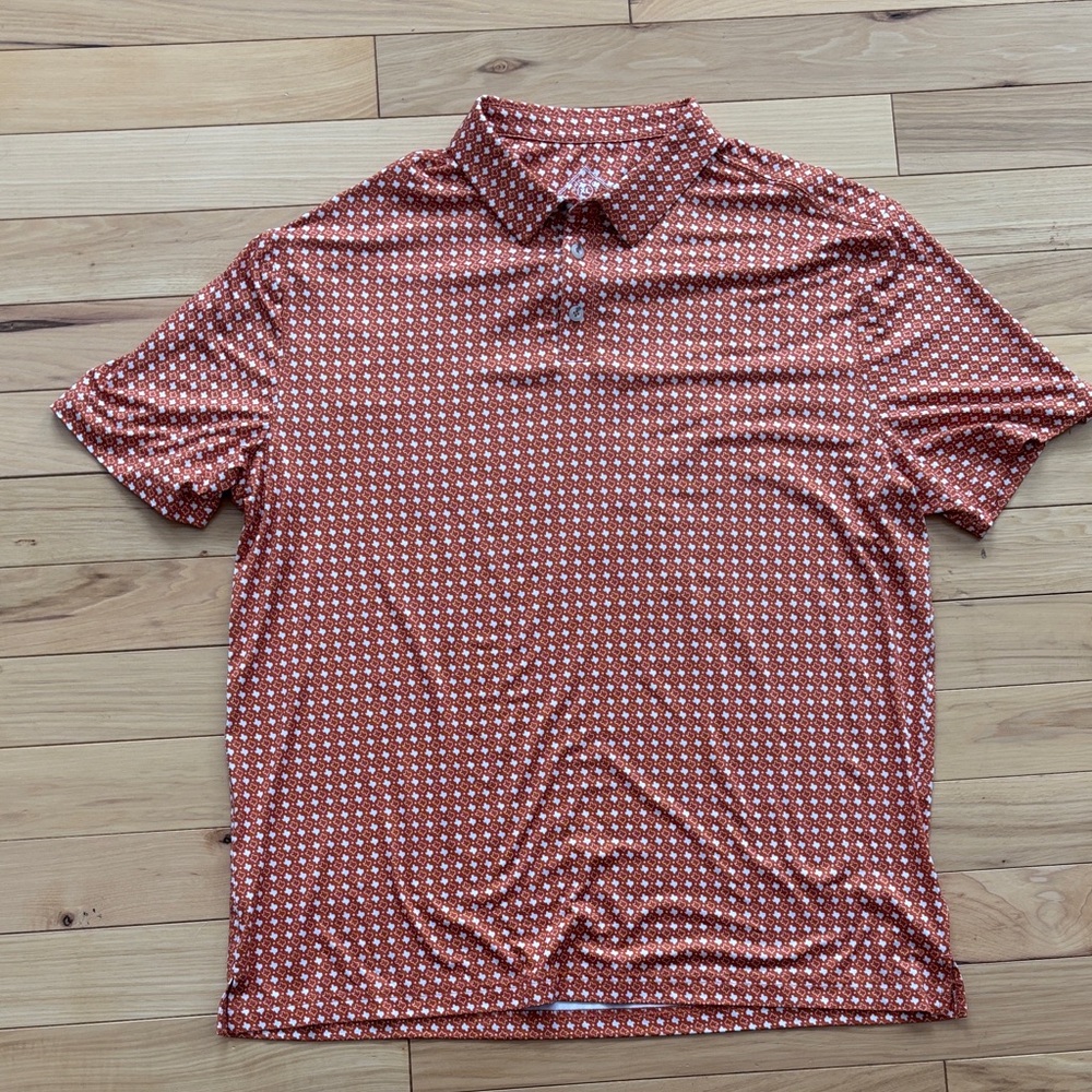 BURLEBO Rust and White Patterned Polo Shirt